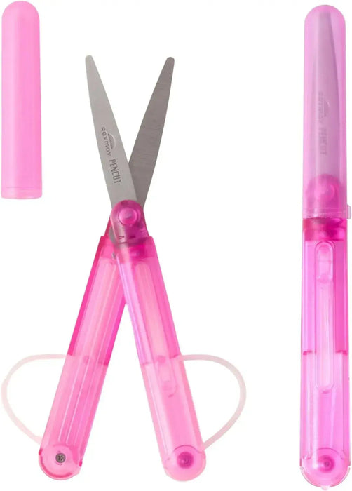 Raymay Fujii Pen Cut Skeleton Portable Ambidextrous Scissors - Pink - 4902562519951