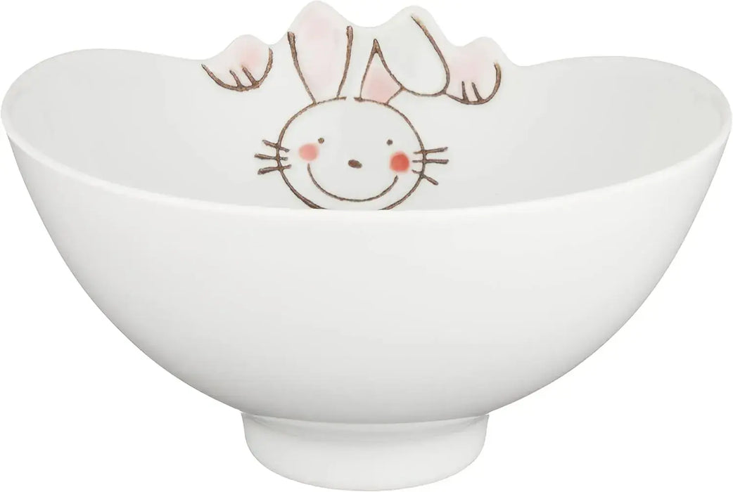 Seikai Toki Children's Rice Bowl Ceramic Tableware - Rabbit - 4965451408576