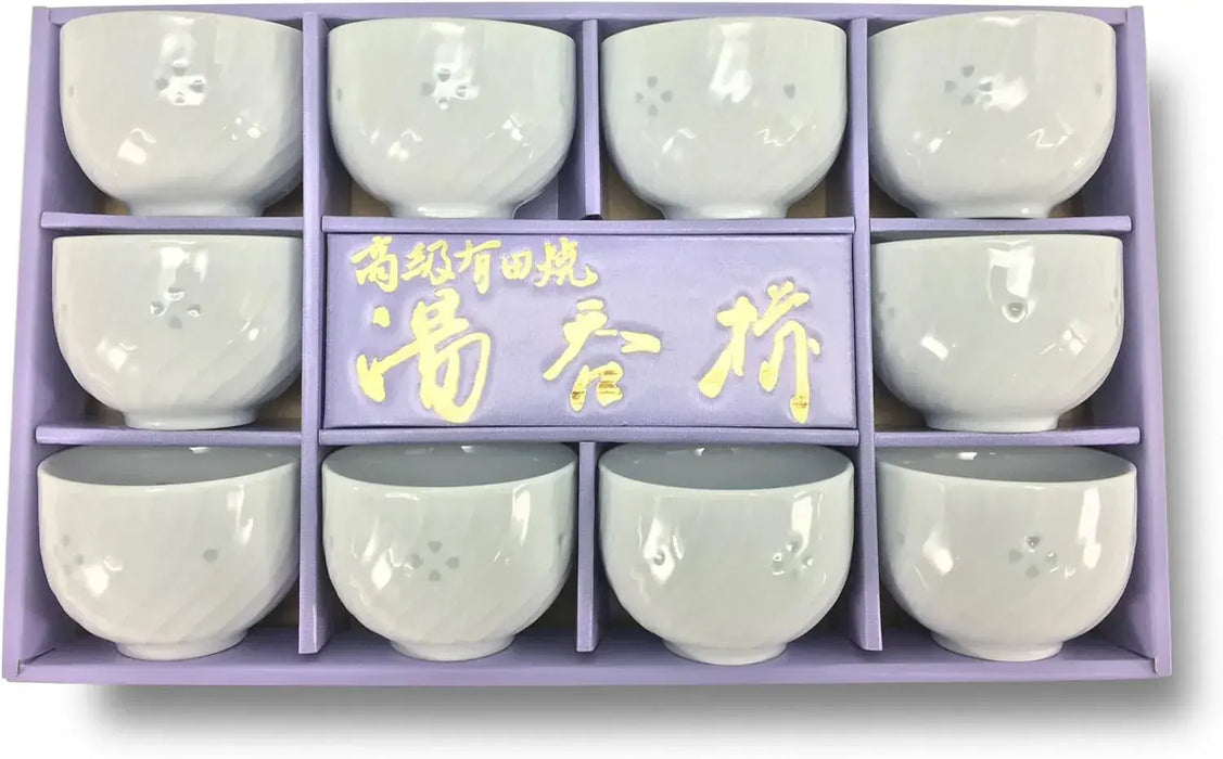 Seikai Toki Hasami Ware Tsubo Tea Cup with Firefly Relief Pattern - 02. Sen Rice Bowl D7.5xH5.5cm 10-Pc Set - 4965451922997