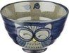 Seikai Toki Hasami Ware Yumono Hand Owl Pattern Dish - Blue Large Rice Bowl - 4965451839707