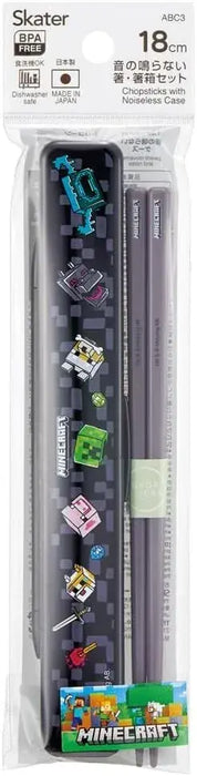 Skater Minecraft Team Boys Chopsticks and Case Set 7 Inch