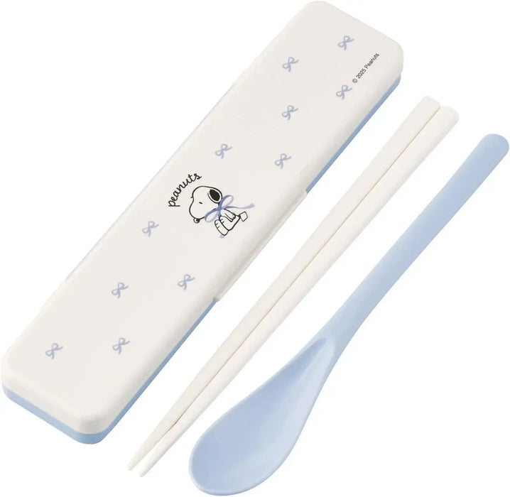 Skater Snoopy Chopsticks and Spoon Set Blue Seven Inch