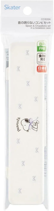 Skater Snoopy Chopsticks and Spoon Set Blue Seven Inch