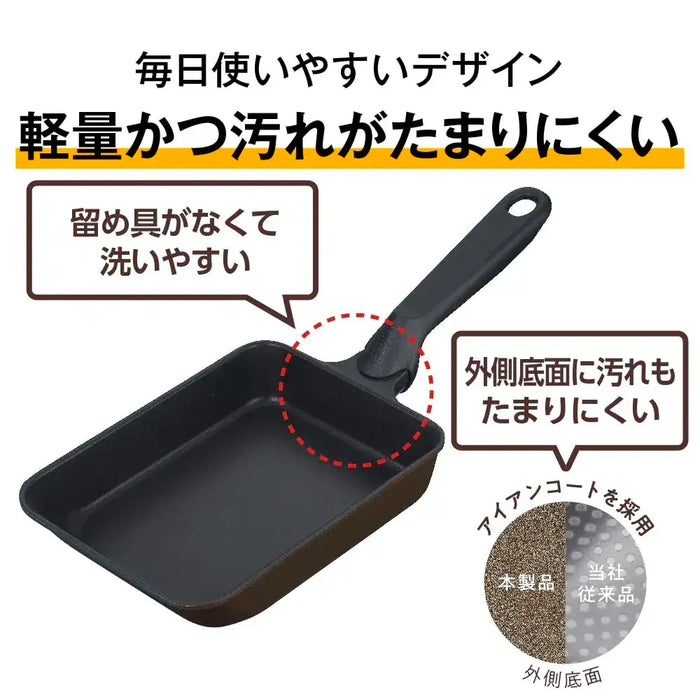 Thermos Tamagoyaki Pan 13cm Durable Premium Coating Brown Gold IH