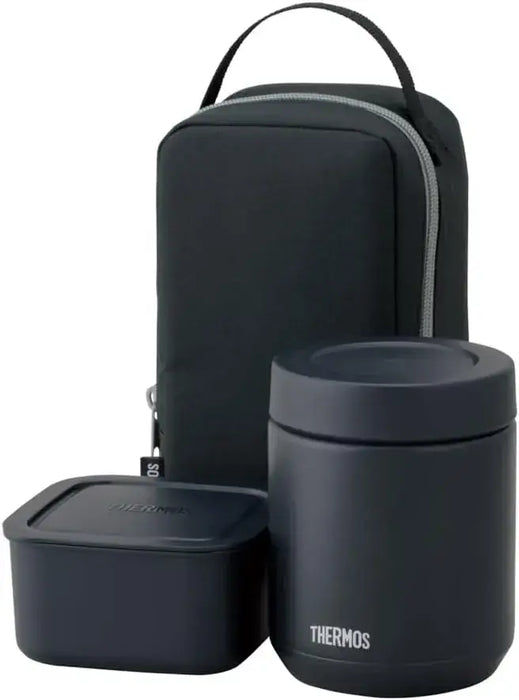 Thermos Vacuum Insulated Soup Jar and Container Set - Black 10.5x10.5x18cm - 4573603024231