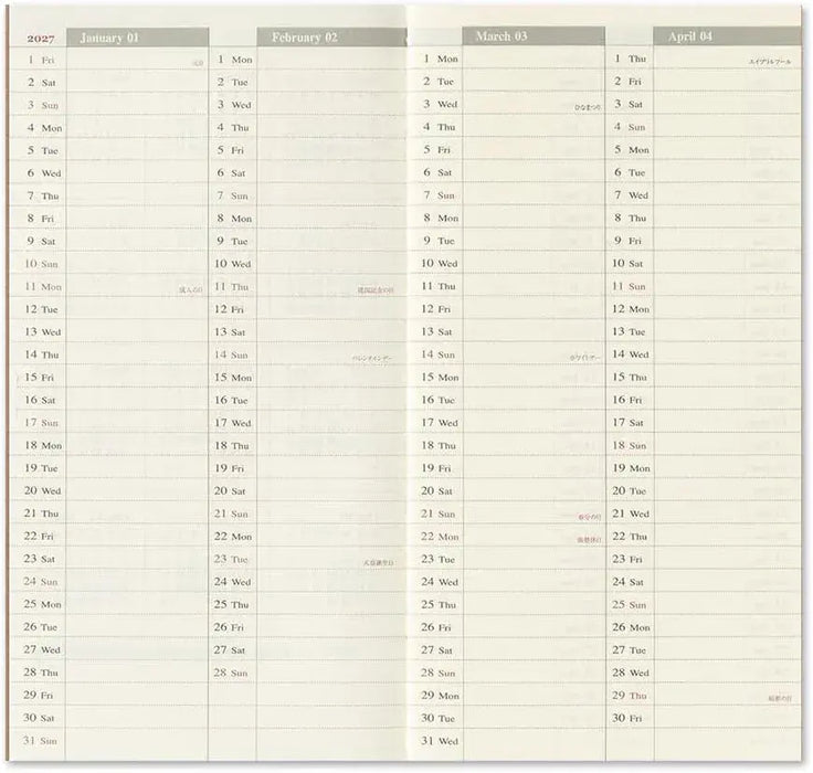 Traveler's Notebook Planner Refill