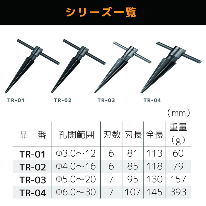 Engineer TR-02 Taper Reamer Hole Range Φ4-16mm-Kiichin - The #1 Place for Japanese Goods in Your Hand!