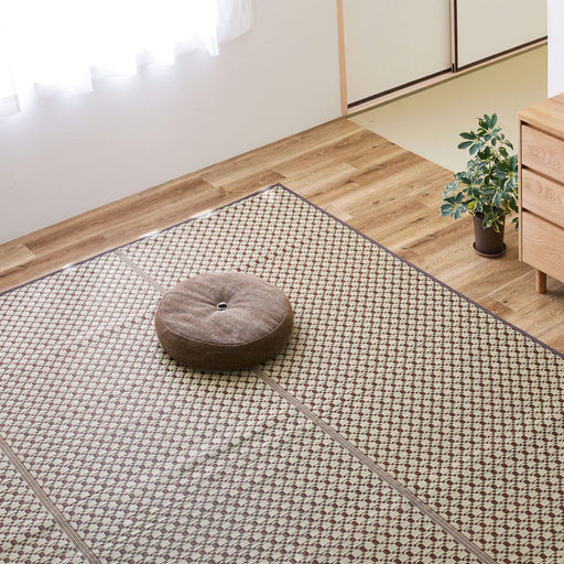 Hagihara Brown Edoma Lewis Flower Rug - Japanese Modern Pet Protection - 2 Tatami Mats - 174X174Cm-Kiichin - The #1 Place for Japanese Goods in Your Hand!
