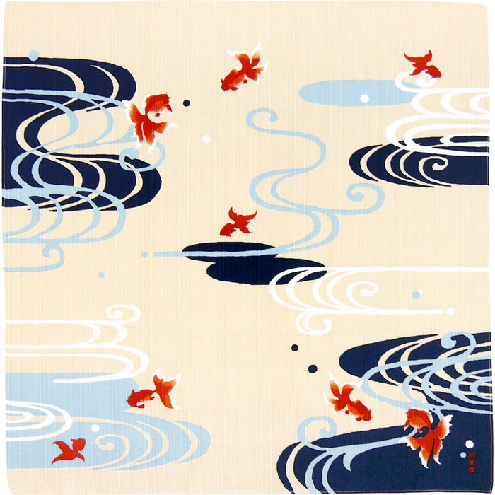 Japanese Cloth - 50cm Furoshiki with Running Water Goldfish-Kiichin - The #1 Place for Japanese Goods in Your Hand!