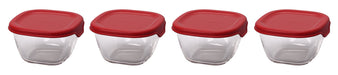 Hario 110ml Heat Resistant Glass Storage Red Container Japan Made Oven/Microwave/Dishwasher Safe 4 Pack-Kiichin - The #1 Place for Japanese Goods in Your Hand!