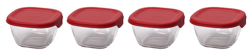 Hario 110ml Heat Resistant Glass Storage Red Container Japan Made Oven/Microwave/Dishwasher Safe 4 Pack-Kiichin - The #1 Place for Japanese Goods in Your Hand!