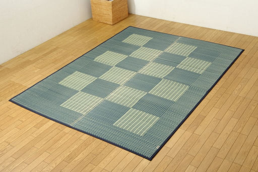 Ikehiko Corp Japan Rug Carpet Rush Tatami Mat Square F Light Blue - User-Friendly Flooring Solution-Kiichin - The #1 Place for Japanese Goods in Your Hand!