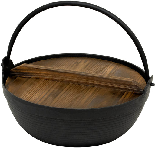 Ikenaga Iron Works 24Cm Tekko Iron Pot with Wooden Lid - IH Compatible for 2-3 People-Kiichin - The #1 Place for Japanese Goods in Your Hand!