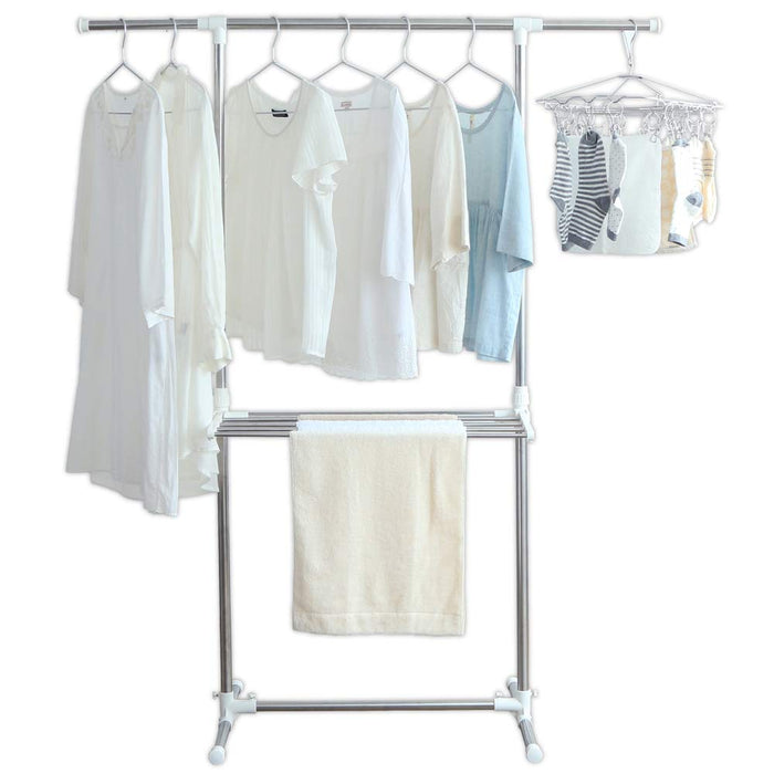 Iris Ohyama Laundry Drying Rack | Adjustable Height | Left & Right Use | Flat Drying | Multi-Functional-Kiichin - The #1 Place for Japanese Goods in Your Hand!