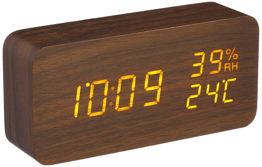 Iris Ohyama Wood Grain Alarm Clock - Multi-Functional Digital Temp/Humidity Control-Kiichin - The #1 Place for Japanese Goods in Your Hand!