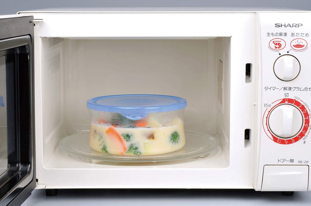 Iwaki Aqua Blue Round Glass Storage Containers - 4 Pack (840ml)-Kiichin - The #1 Place for Japanese Goods in Your Hand!