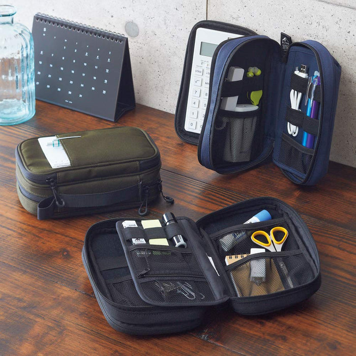 Lihit Lab Japan Cordura Dual Pen Tool Pouch - Navy-Kiichin - The #1 Place for Japanese Goods in Your Hand!