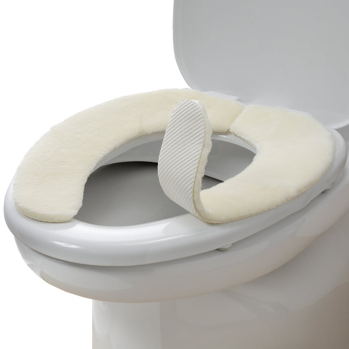 Sanko Mitsuba 9mm Ivory Suction Washable Fluffy Toilet Seat Cover - Made in Japan-Kiichin - The #1 Place for Japanese Goods in Your Hand!