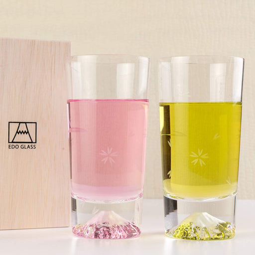 Tajima Glass Sakura Fuji Tumbler Set - Japanese Sake Beer Glasses for Father's Day, Mother's Day, 60th Birthday, Overseas Souvenir-Kiichin - The #1 Place for Japanese Goods in Your Hand!