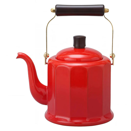 Noda Horo Enamelware Induction 12-Sided Classic Kettle - Red-Kiichin - The #1 Place for Japanese Goods in Your Hand!