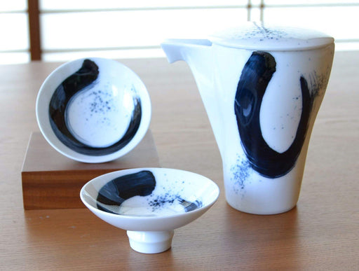 Arita Ware Pottery Market Sake Set - 1 Bottle & 2 Cups, Ryumon Ceramic, Made In Japan-Kiichin - The #1 Place for Japanese Goods in Your Hand!