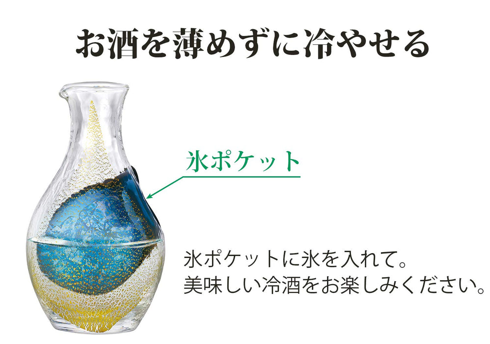 Toyo Sasaki Glass Gold Leaf Sake Set - Made in Japan, 3-Piece Carafe and Glasses-Kiichin - The #1 Place for Japanese Goods in Your Hand!