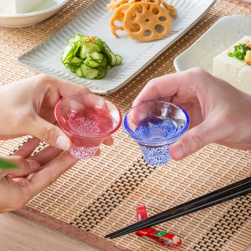 Toyo Sasaki Glass Mount Fuji Sake Cup - Blue & Red | Single-Kiichin - The #1 Place for Japanese Goods in Your Hand!