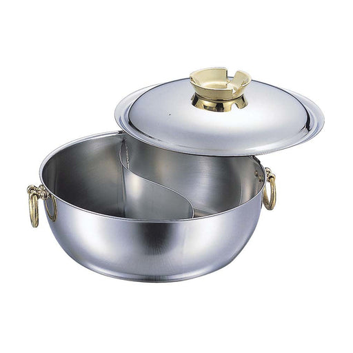 Wadasuke 30cm Stainless Steel Induction Shabu Shabu Hot Pot with Divider-Kiichin - The #1 Place for Japanese Goods in Your Hand!