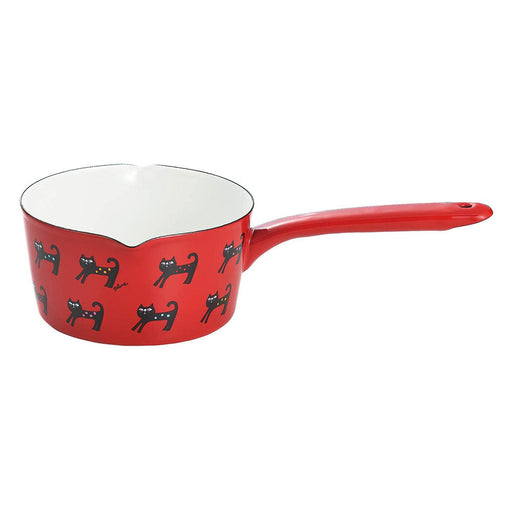 Yutaka Horo Plune Enameled Milk Pan - Premium Cat Design-Kiichin - The #1 Place for Japanese Goods in Your Hand!