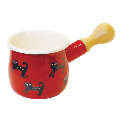 Yutaka Horo Plune Enameled Petit Milk Pan - Cat Design-Kiichin - The #1 Place for Japanese Goods in Your Hand!
